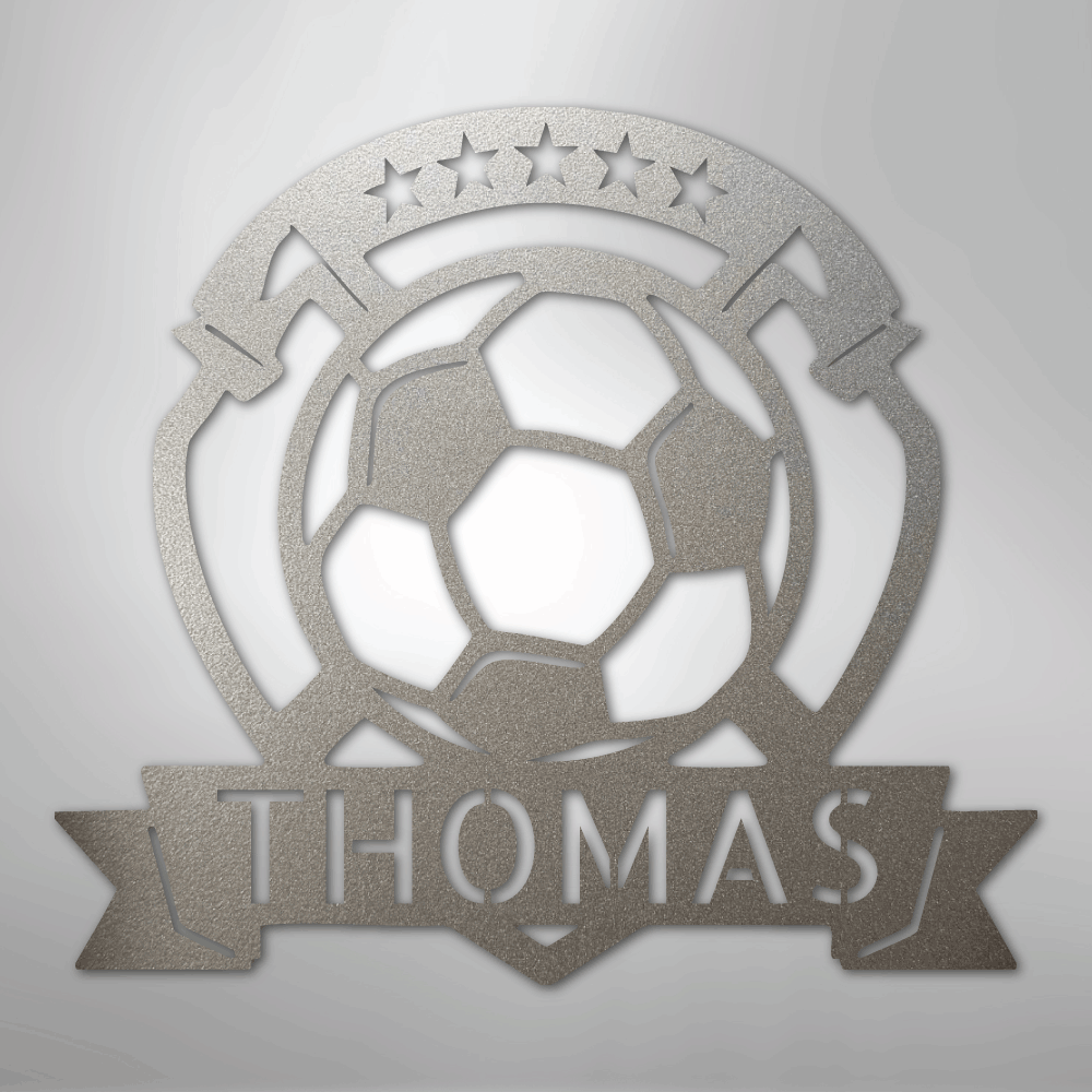 Soccer Plaque Monogram - Steel Sign - Kim’s Signature Beauty & Accessories