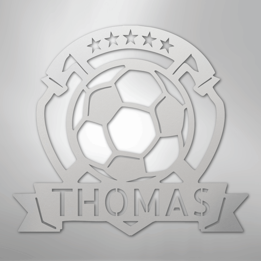 Soccer Plaque Monogram - Steel Sign - Kim’s Signature Beauty & Accessories