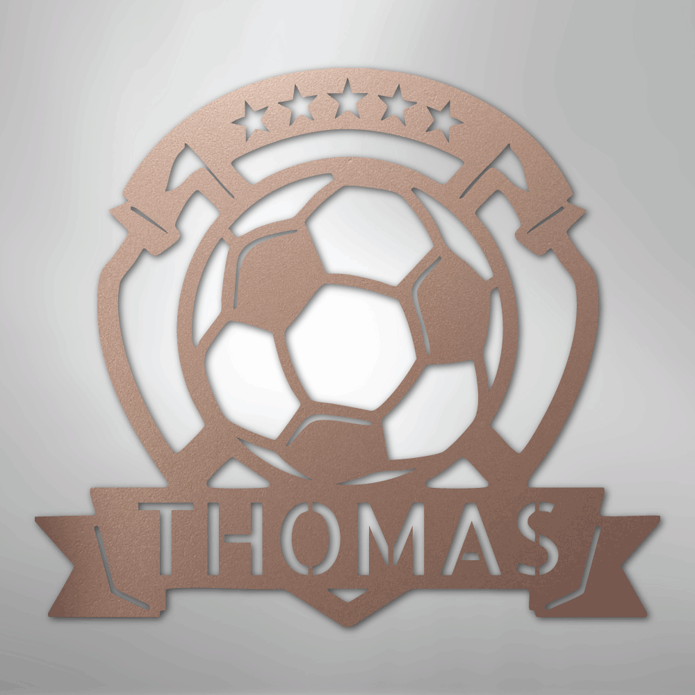 Soccer Plaque Monogram - Steel Sign - Kim’s Signature Beauty & Accessories