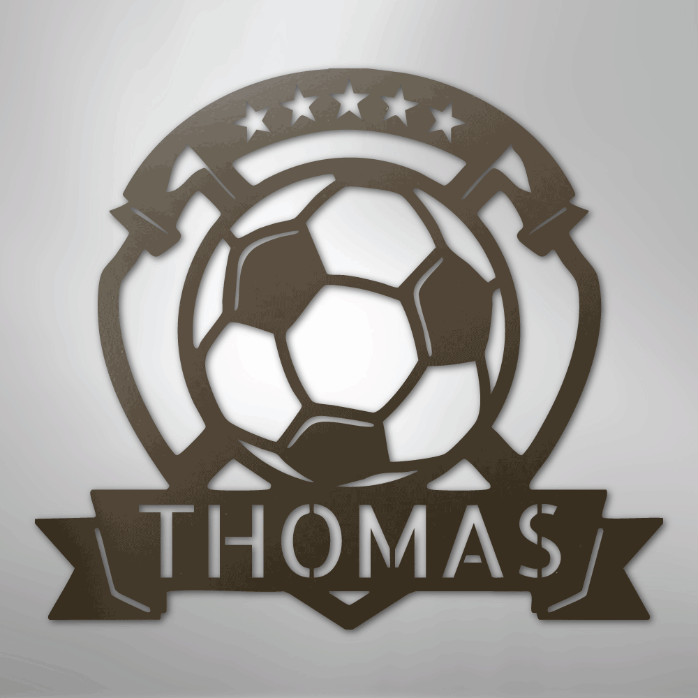 Soccer Plaque Monogram - Steel Sign - Kim’s Signature Beauty & Accessories