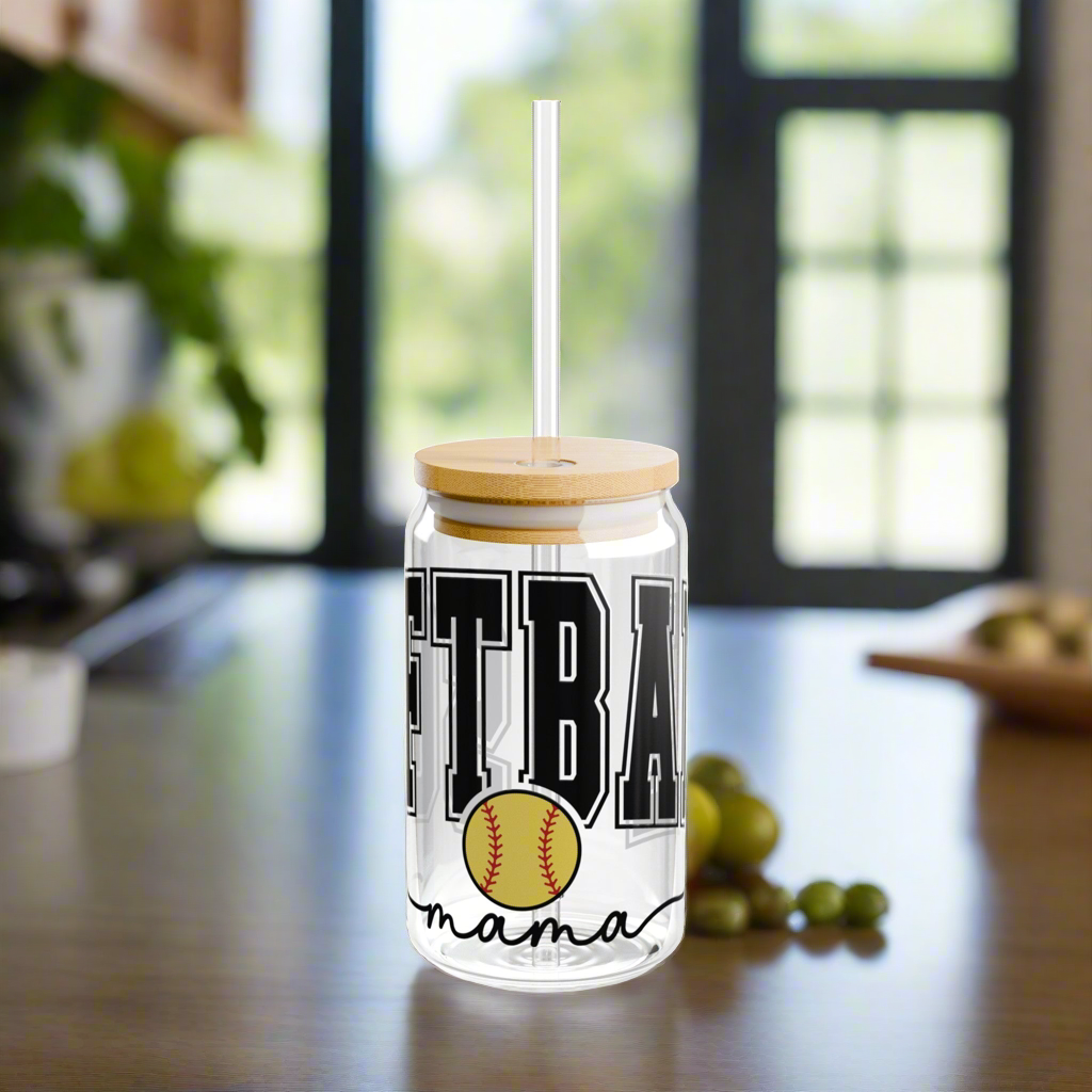 Softball Mama | Sipper Glass, 16oz - Kim’s Signature Beauty & Accessories    