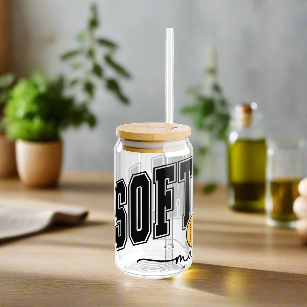 Softball Mama | Sipper Glass, 16oz - Kim’s Signature Beauty & Accessories    
