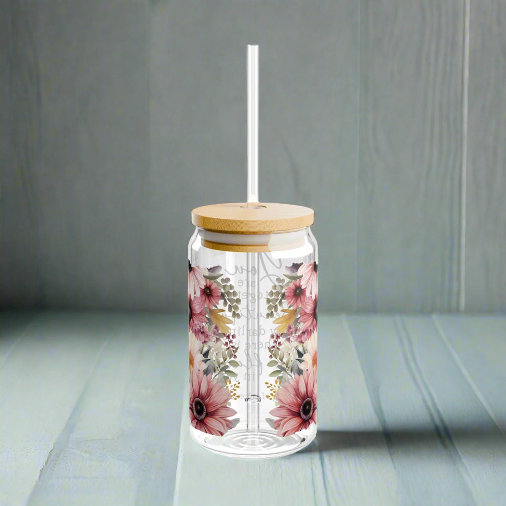 Song of Solomon 4:7 Floral Sipper Glass – 16oz - Kim’s Signature Beauty & Accessories    