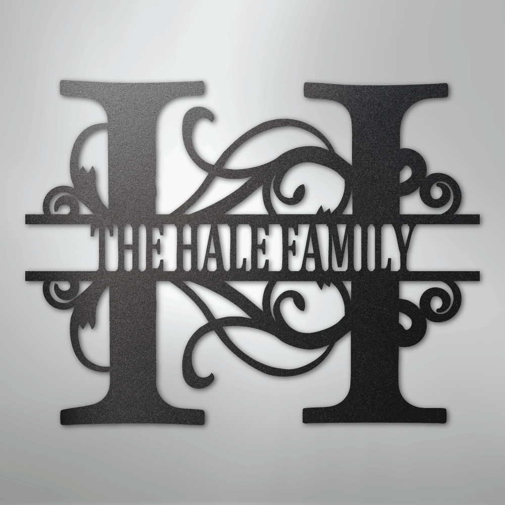 Split Letter Monogram - Steel Sign - Kim’s Signature Beauty & Accessories