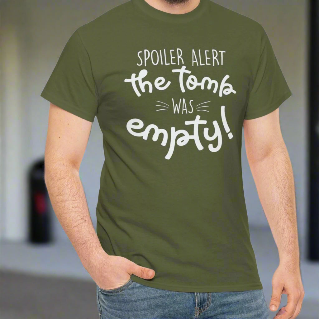 Spoiler Alert: The Tomb Was Empty Cotton Tee - Kim’s Signature Beauty & Accessories    