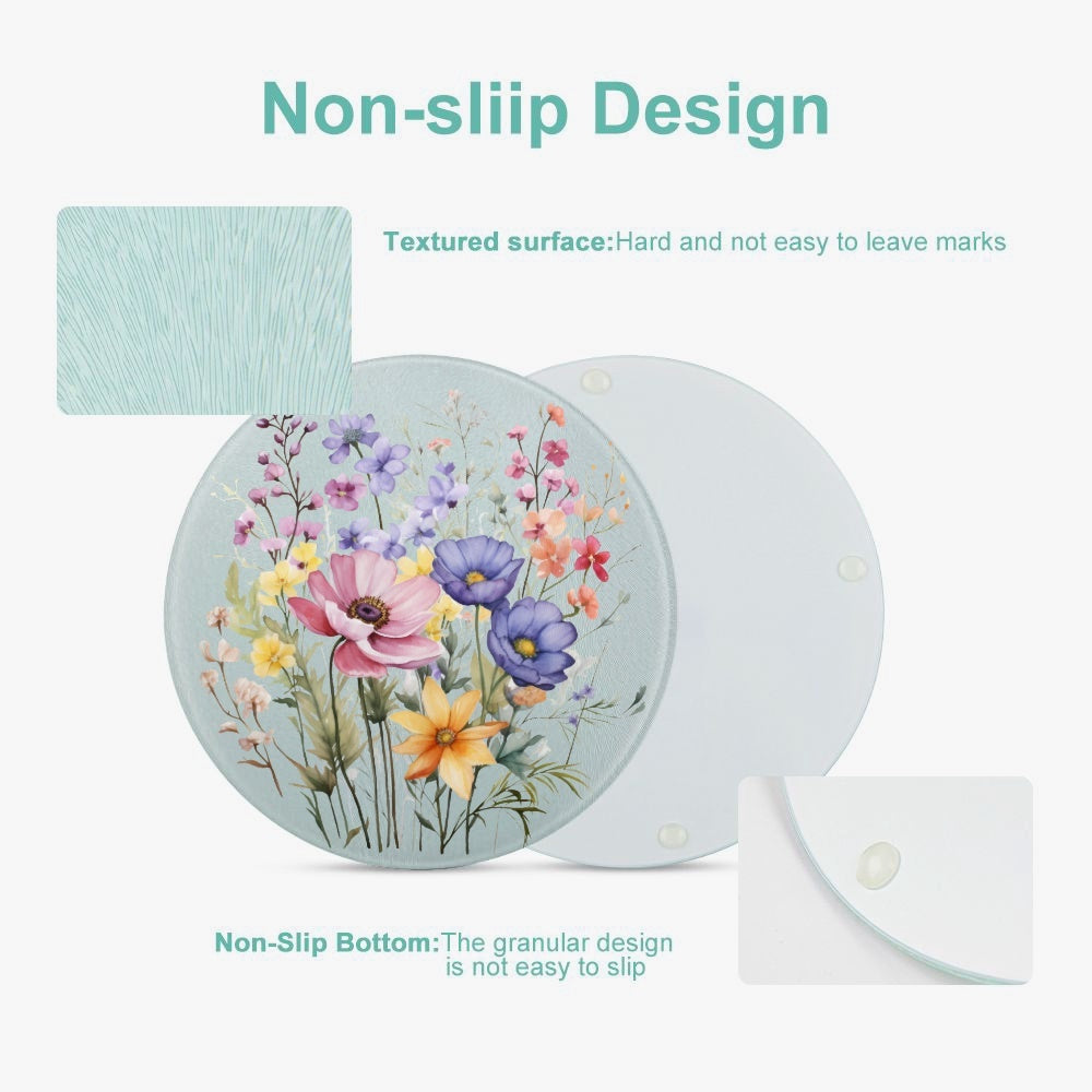 Spring Flowers Tempered Glass Cutting Board - Kim’s Signature Beauty & Accessories    