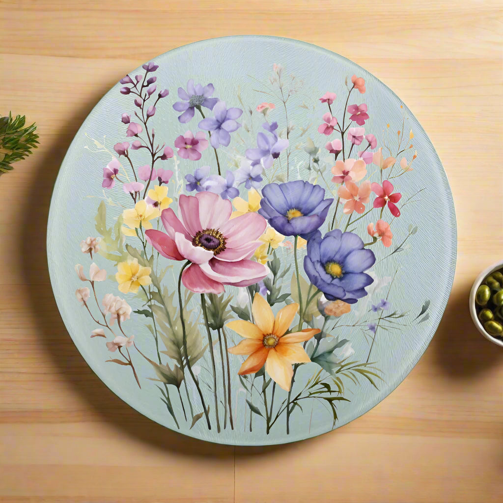 Spring Flowers Tempered Glass Cutting Board - Kim’s Signature Beauty & Accessories    