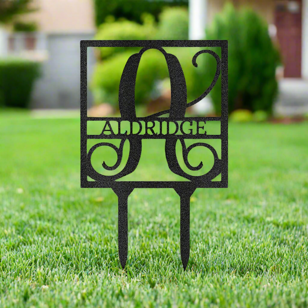 Square Lawn Stake Monogram - Steel Sign - Kim’s Signature Beauty & Accessories    