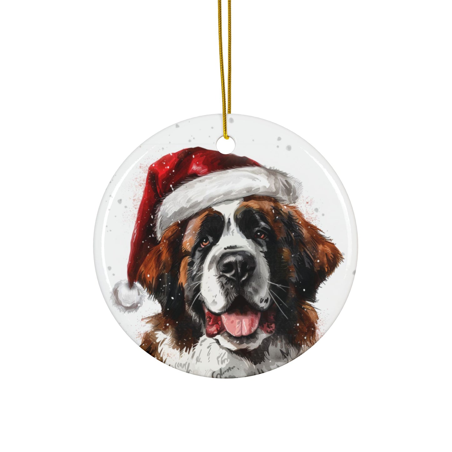 St. Bernard Santa Ceramic Ornament, 2-Side Print - Kim’s Signature Beauty & Accessories    