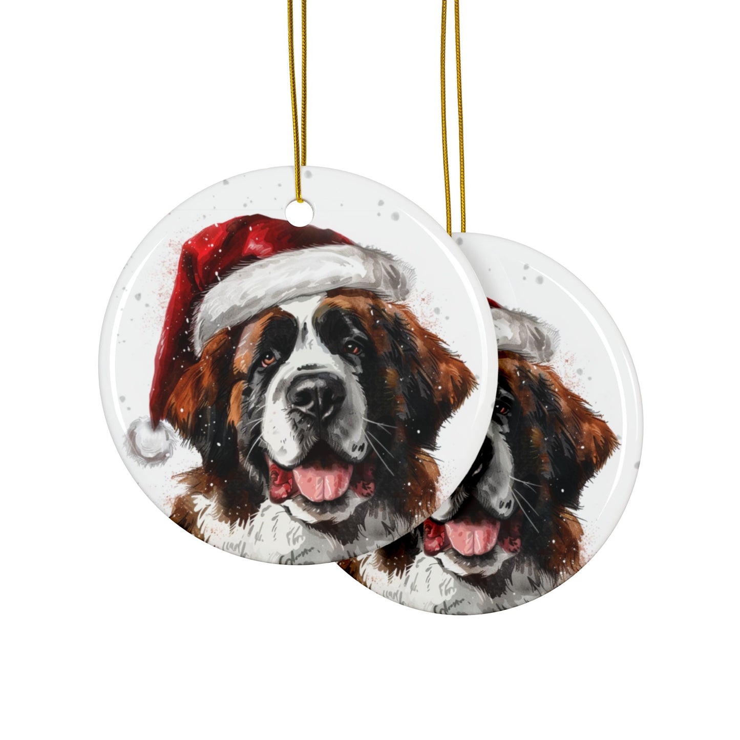 St. Bernard Santa Ceramic Ornament, 2-Side Print - Kim’s Signature Beauty & Accessories    