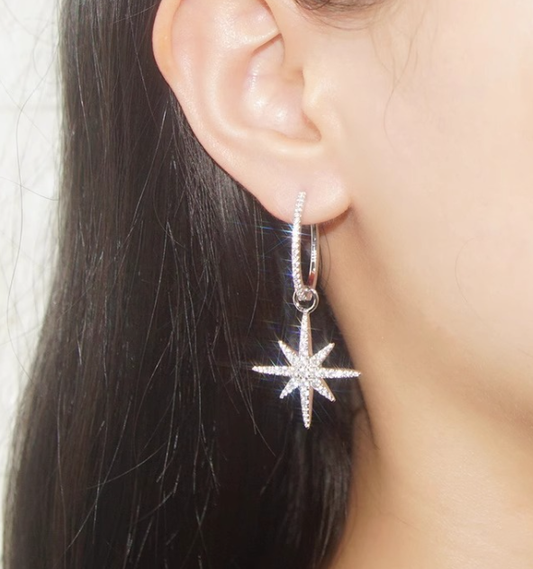 Star Pattern Small Hoop Earrings - Kim’s Signature Beauty & Accessories    