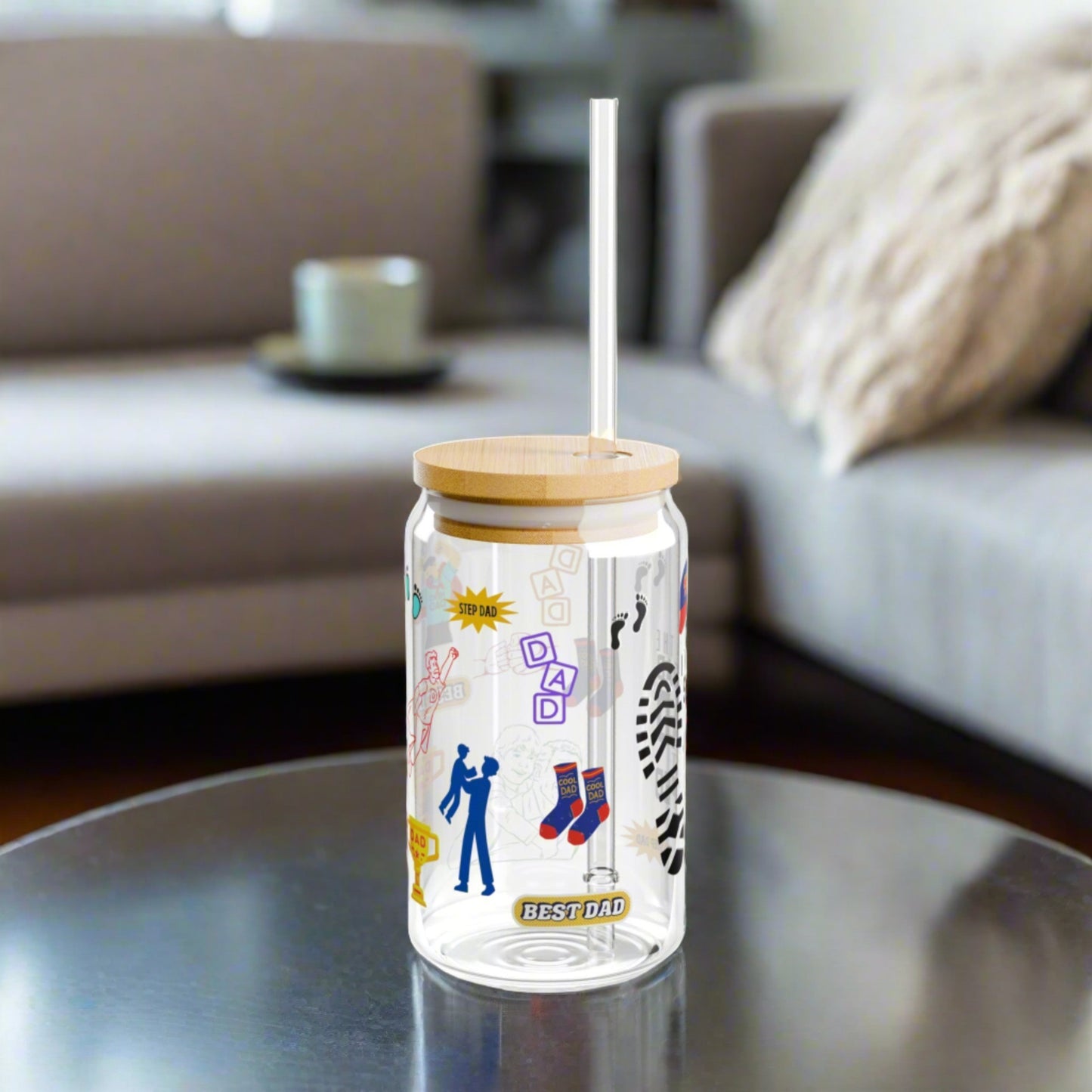 Stepped up Boy Dad | Sipper Glass, 16oz - Kim’s Signature Beauty & Accessories    