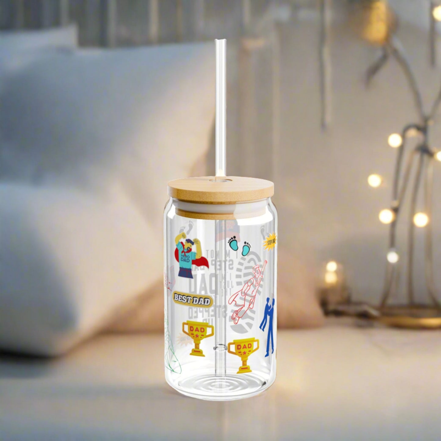 Stepped up Boy Dad | Sipper Glass, 16oz - Kim’s Signature Beauty & Accessories    