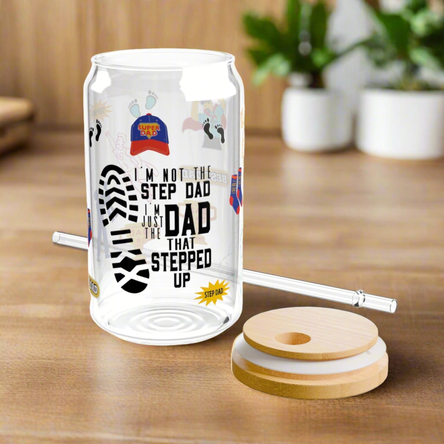 Stepped up Boy Dad | Sipper Glass, 16oz - Kim’s Signature Beauty & Accessories    