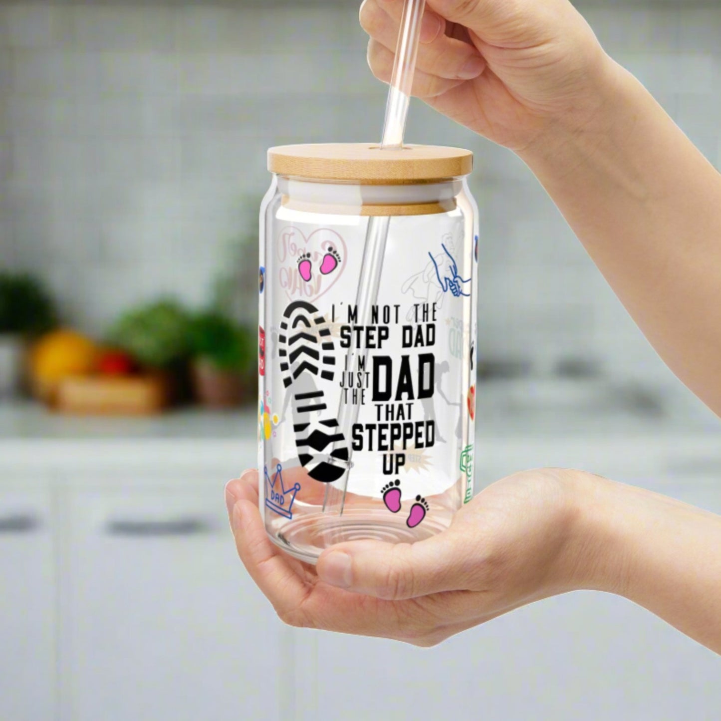 Stepped up Girl Dad Sipper Glass, 16oz - Kim’s Signature Beauty & Accessories    