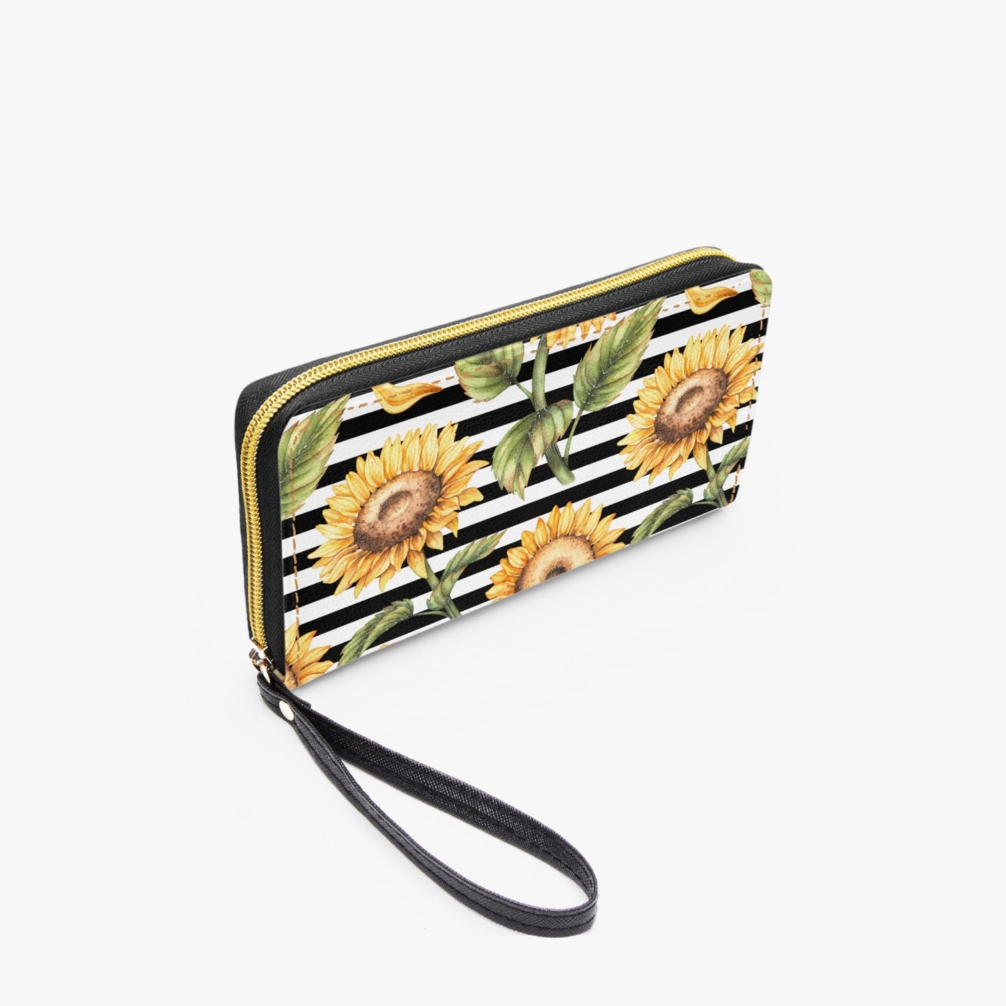 Stripes & Sunflowers Leather Wristlet Wallet - Kim’s Signature Beauty & Accessories    