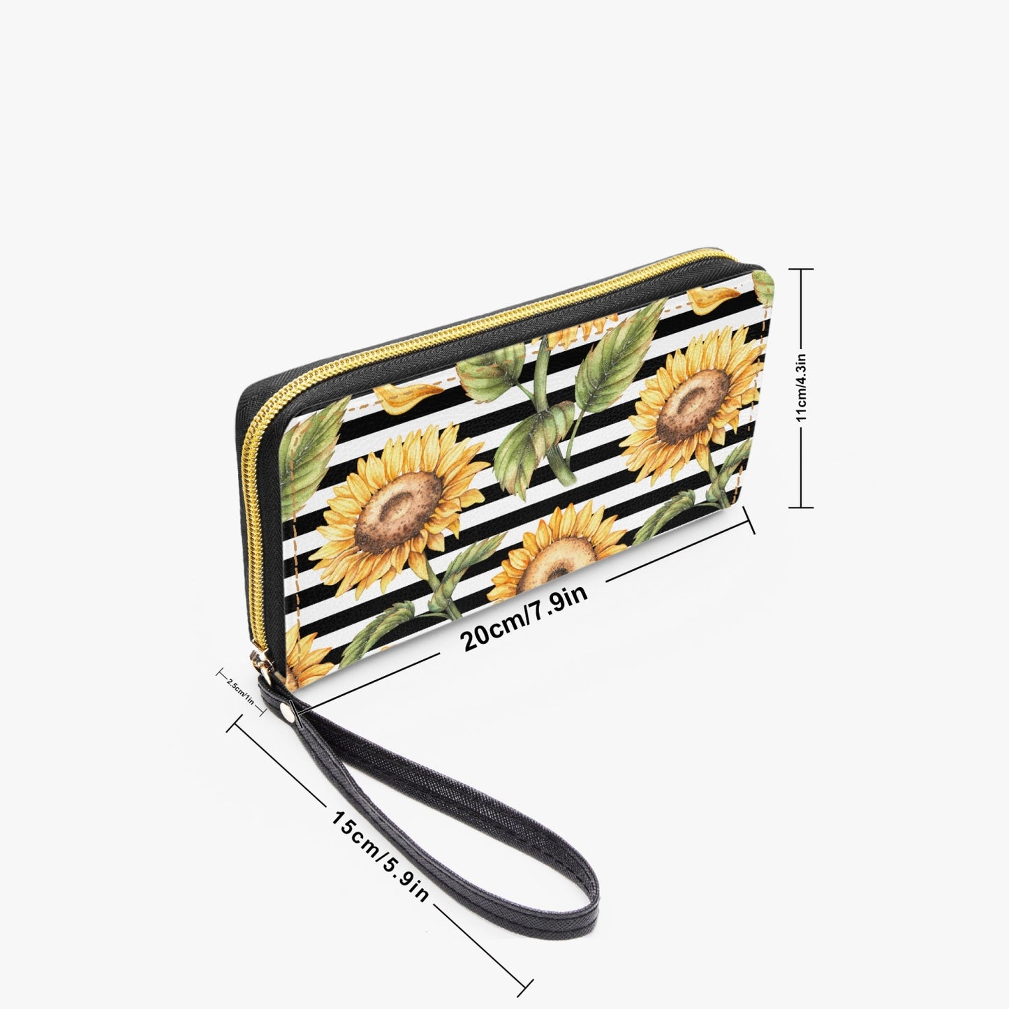 Stripes & Sunflowers Leather Wristlet Wallet - Kim’s Signature Beauty & Accessories    
