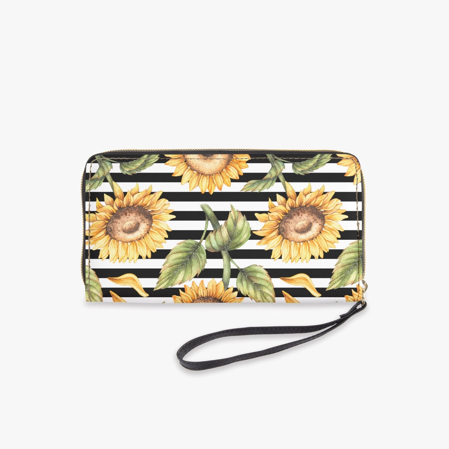 Stripes & Sunflowers Leather Wristlet Wallet - Kim’s Signature Beauty & Accessories    