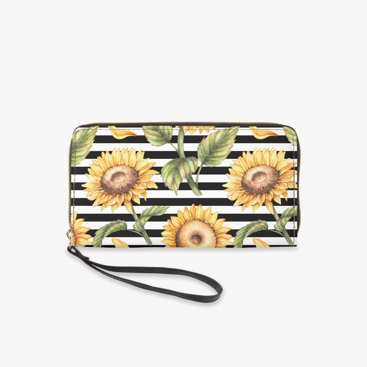 Stripes & Sunflowers Leather Wristlet Wallet - Kim’s Signature Beauty & Accessories    