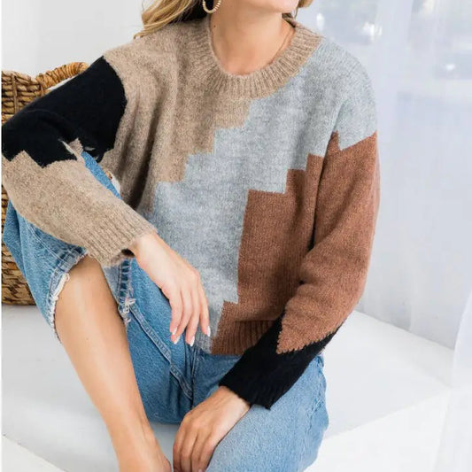 Stylish Block Maze Sweater - Kim’s Signature Beauty & Accessories    