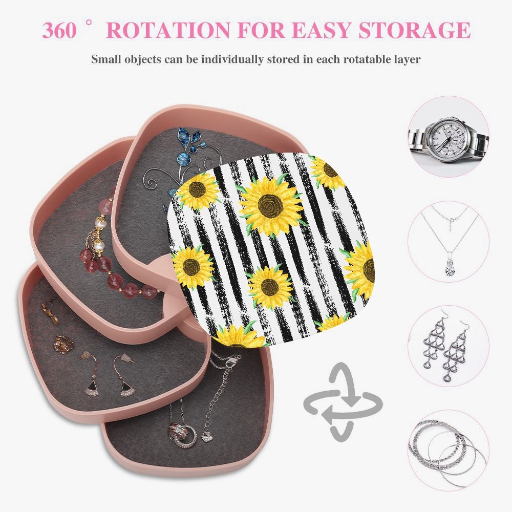 Sunflower 4-Layer Rotating Jewelry Organizer with Mirror - Kim’s Signature Beauty & Accessories    