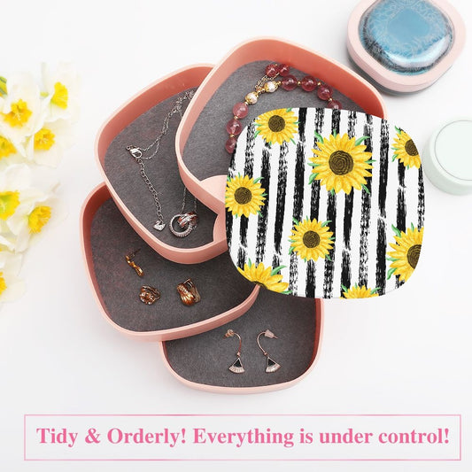 Sunflower 4-Layer Rotating Jewelry Organizer with Mirror - Kim’s Signature Beauty & Accessories    