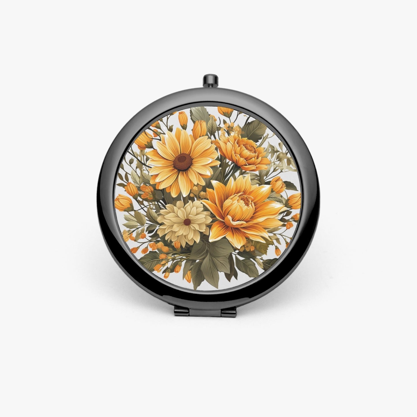 Sunflower Bloom Compact Mirror – Travel-Ready - Kim’s Signature Beauty & Accessories    