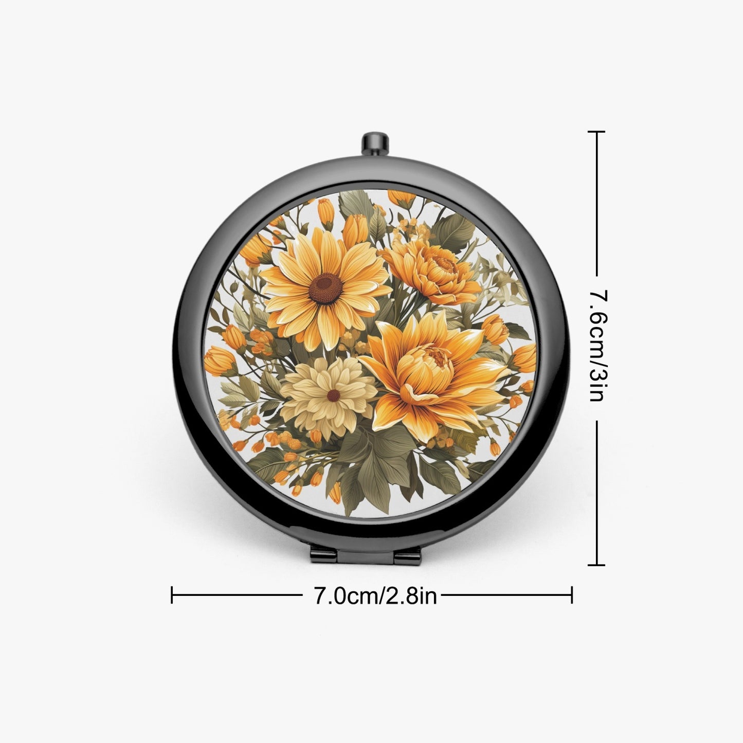 Sunflower Bloom Compact Mirror – Travel-Ready - Kim’s Signature Beauty & Accessories    