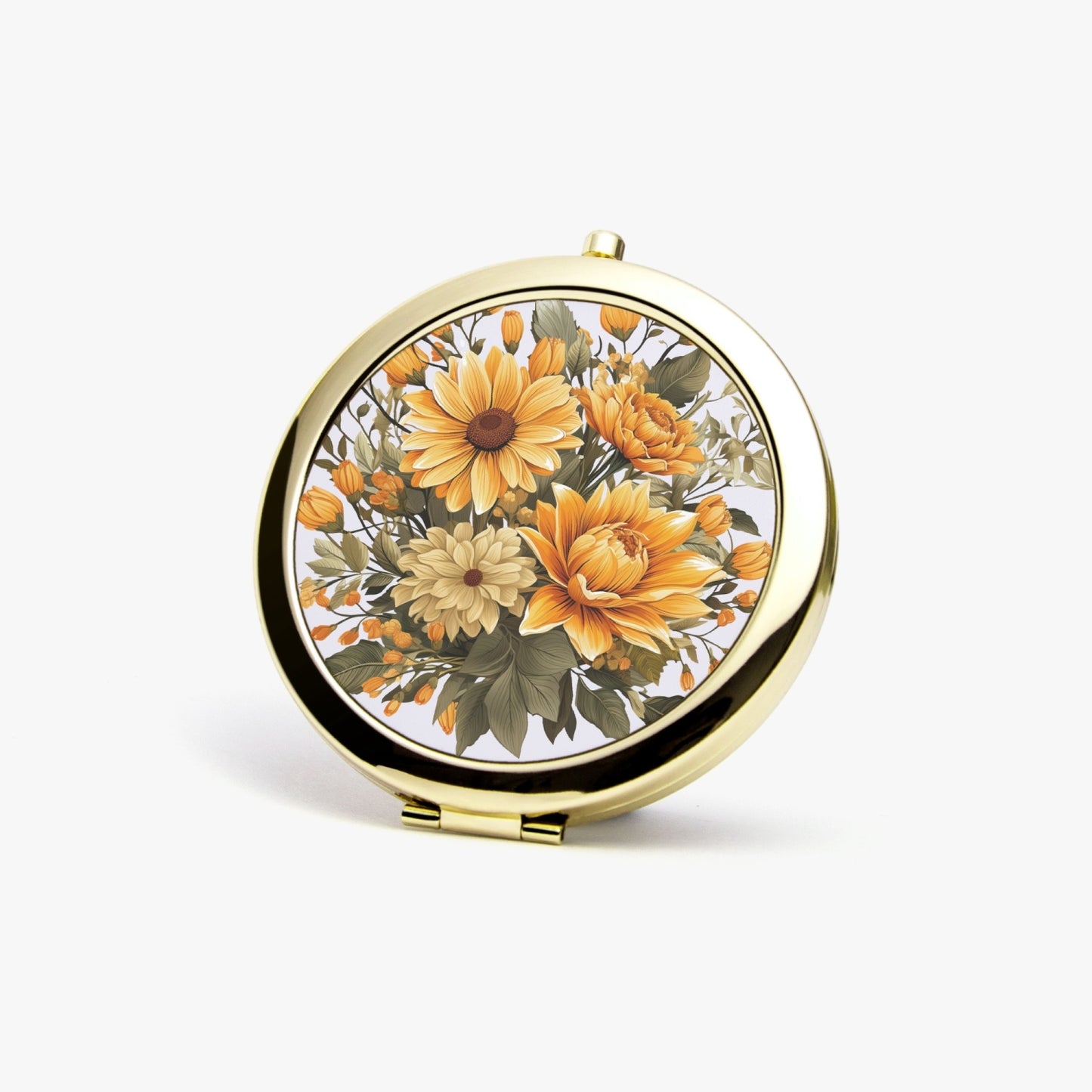 Sunflower Bloom Compact Mirror – Travel-Ready - Kim’s Signature Beauty & Accessories    