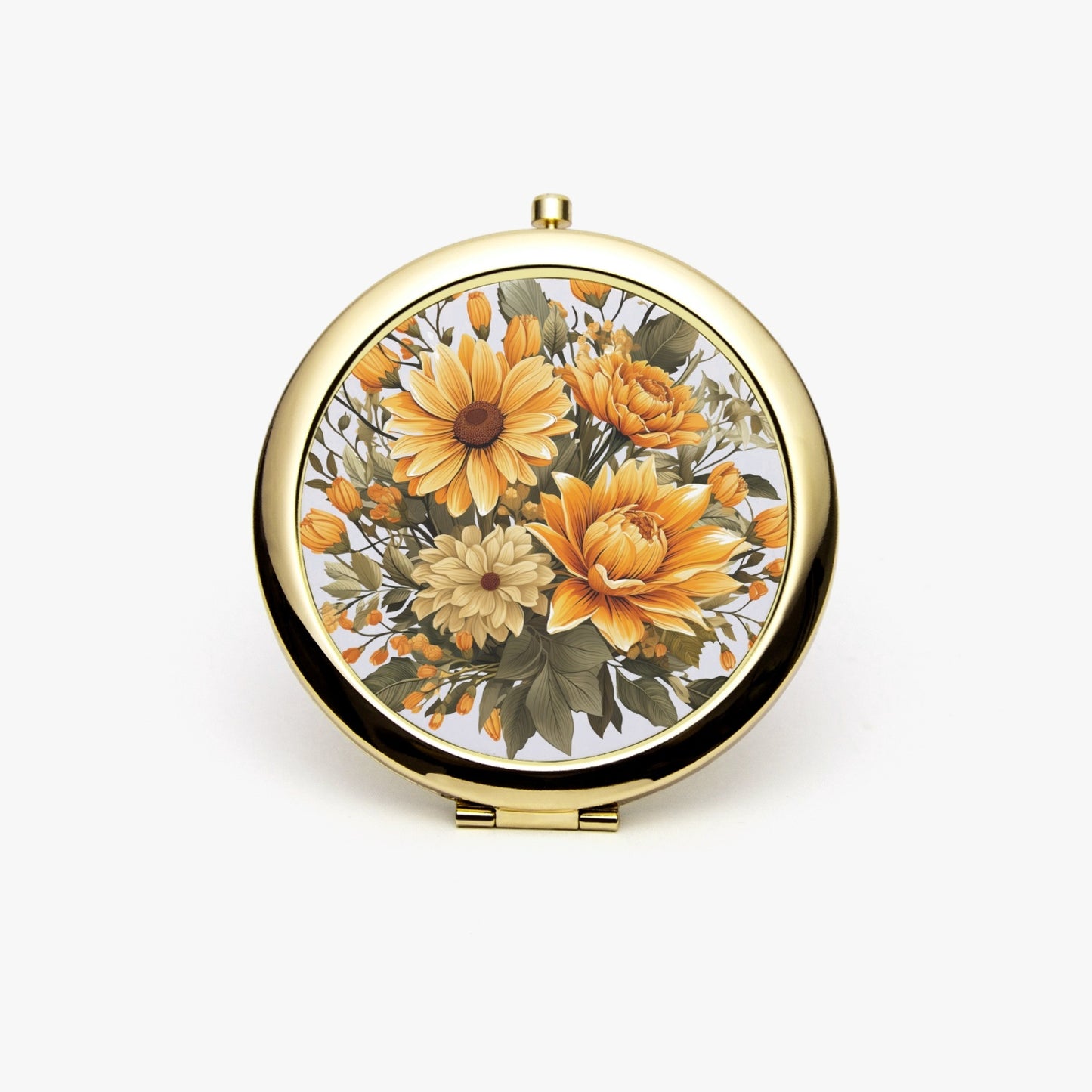 Sunflower Bloom Compact Mirror – Travel-Ready - Kim’s Signature Beauty & Accessories    