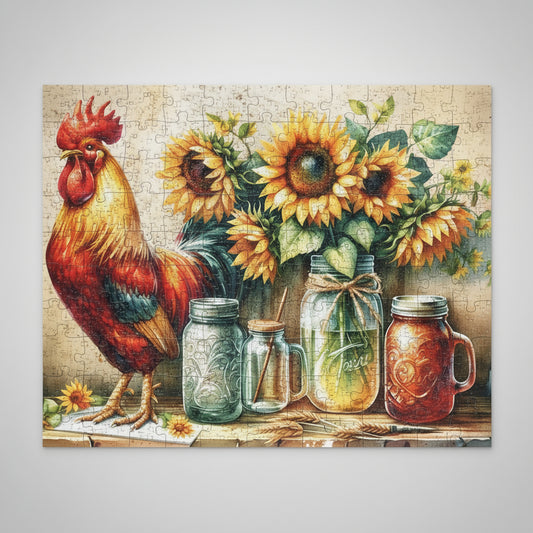 Sunflower Rooster Puzzle - Family Activity, Gift for Puzzle Lovers - Kim’s Signature Beauty & Accessories    