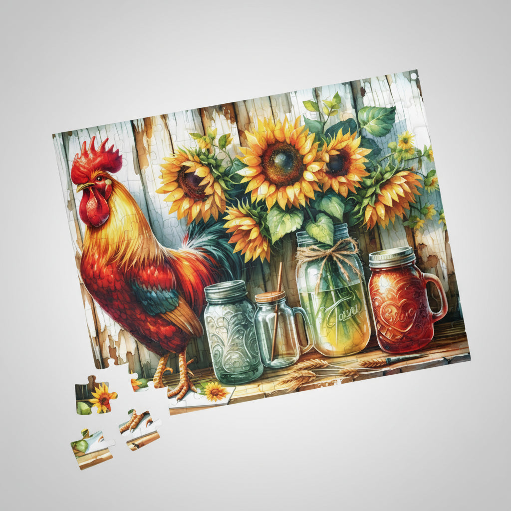 Sunflower Rooster Puzzle - Family Activity, Gift for Puzzle Lovers - Kim’s Signature Beauty & Accessories    