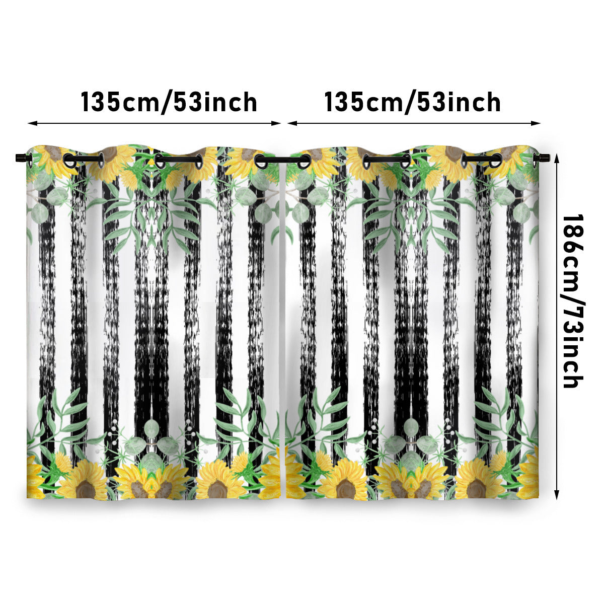 Sunflower Stripe Blackout Curtains – Set of 2 Panels - Kim’s Signature Beauty & Accessories    