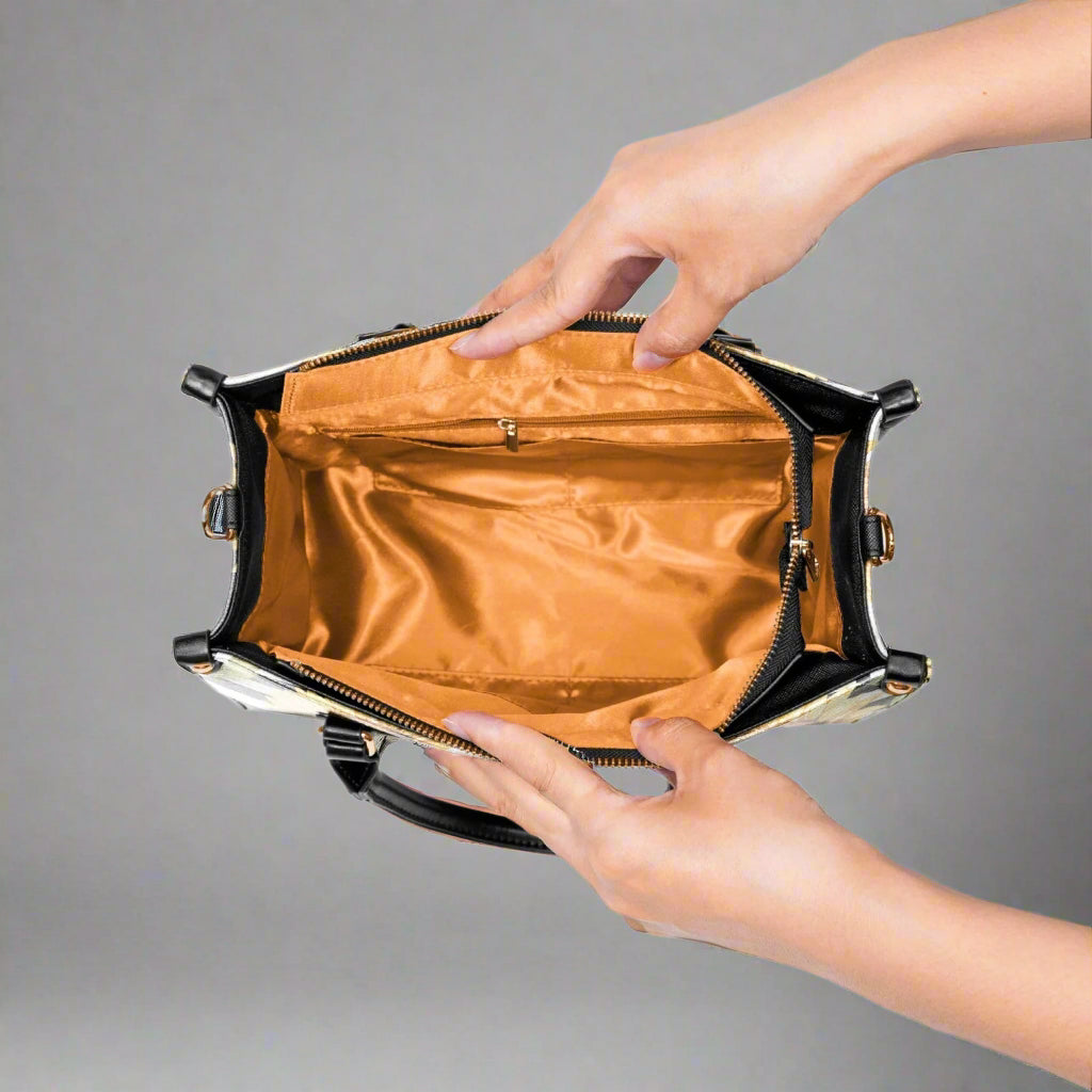 Sunflower Stripe PU Leather Handbag – Bold & Bright Everyday Bag - Kim’s Signature Beauty & Accessories    