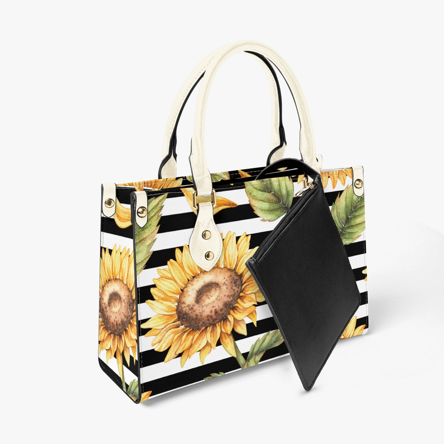 Sunflower Striped Tote Bag - Long Strap and Inner Bag - Kim’s Signature Beauty & Accessories    
