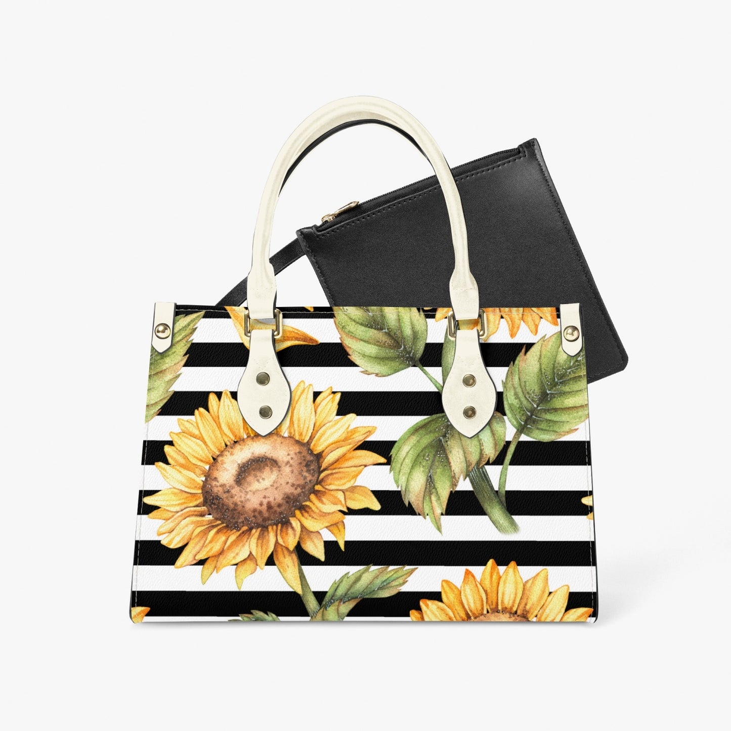 Sunflower Striped Tote Bag - Long Strap and Inner Bag - Kim’s Signature Beauty & Accessories    