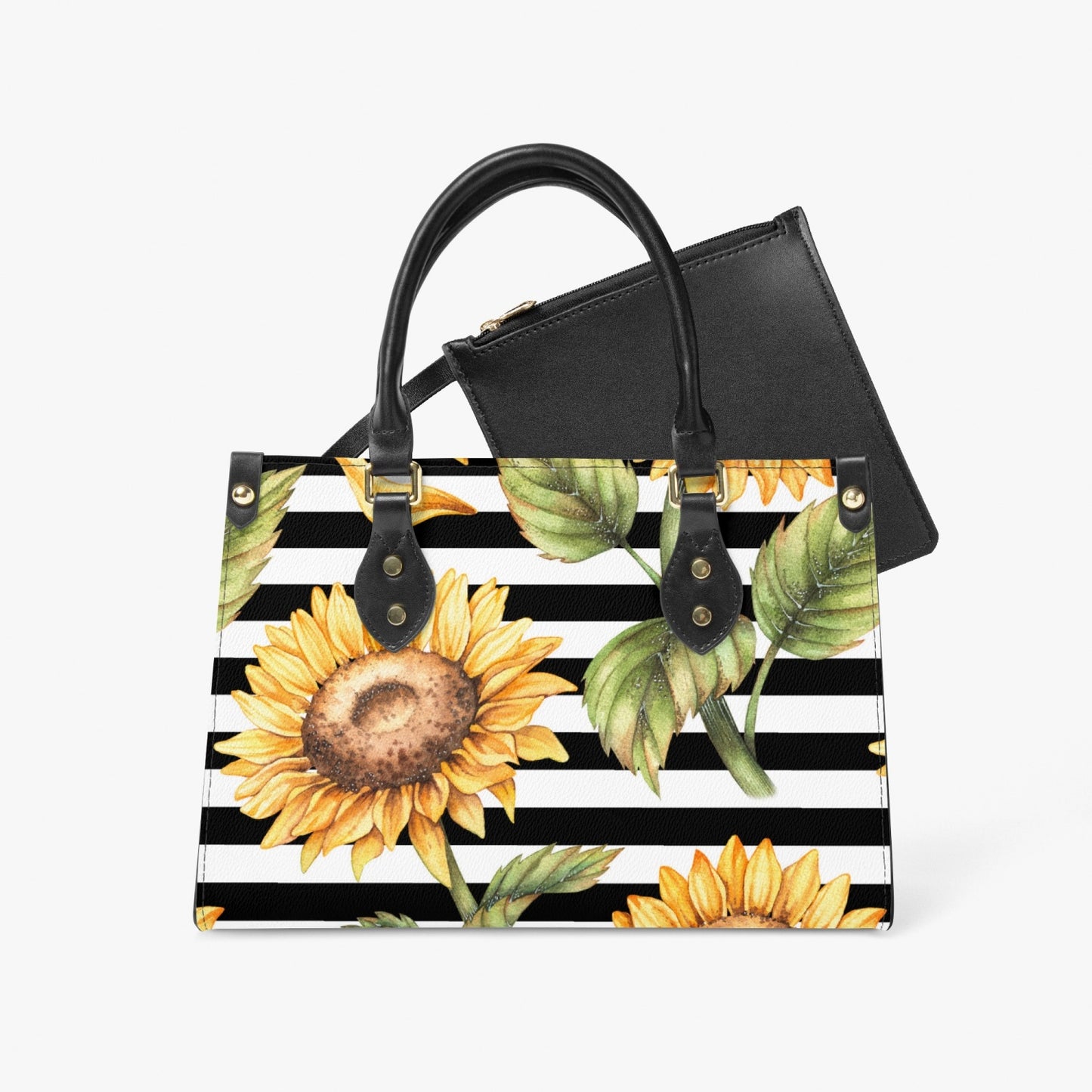 Sunflower Striped Tote Bag - Long Strap and Inner Bag - Kim’s Signature Beauty & Accessories    
