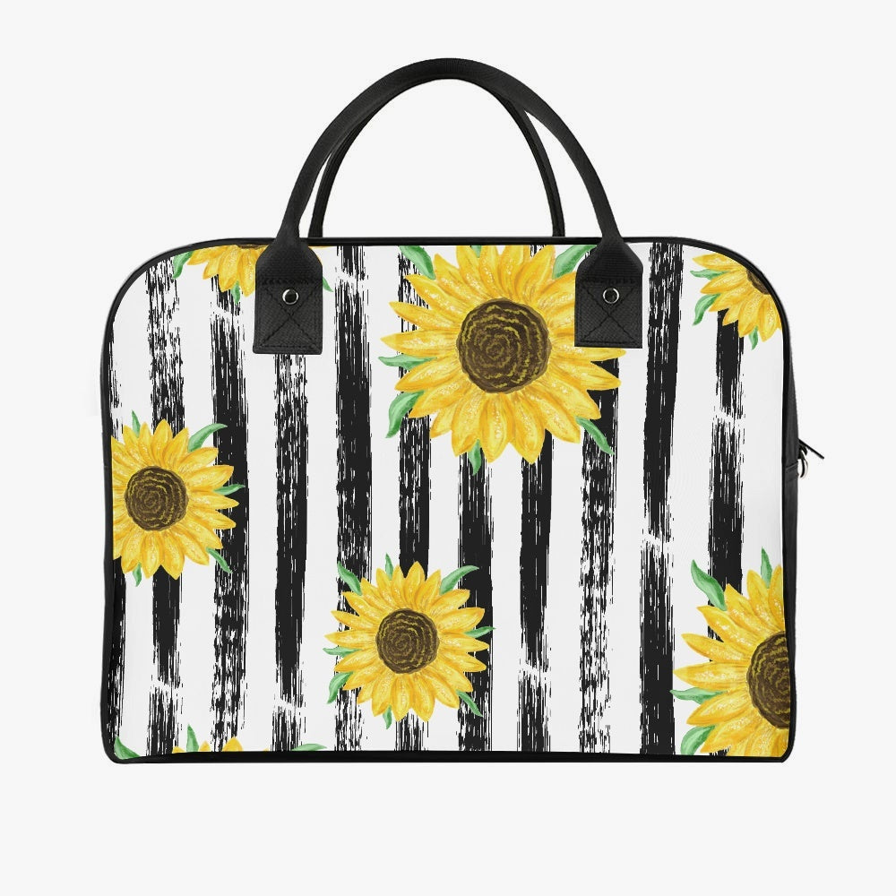 Sunflower Weekender Bag – Black & White Striped - Kim’s Signature Beauty & Accessories    