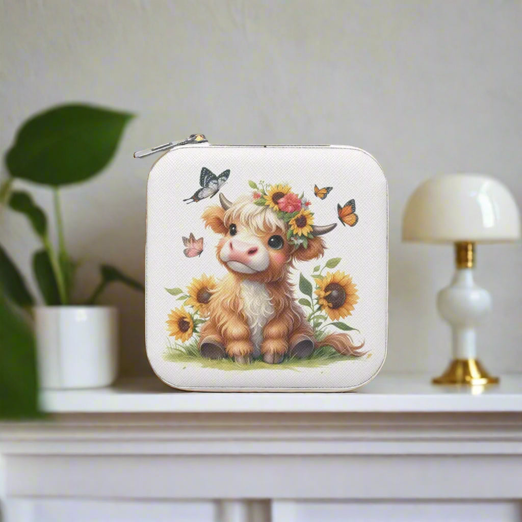 Sunflowers & Cow PU Leather Jewelry Box - Kim’s Signature Beauty & Accessories    