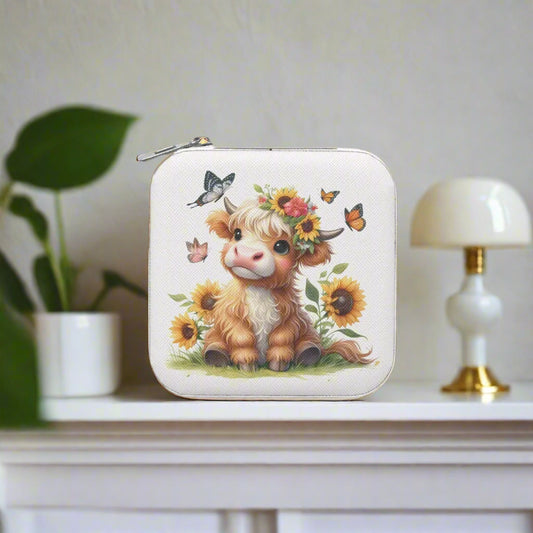 Sunflowers & Cow PU Leather Jewelry Box - Kim’s Signature Beauty & Accessories    