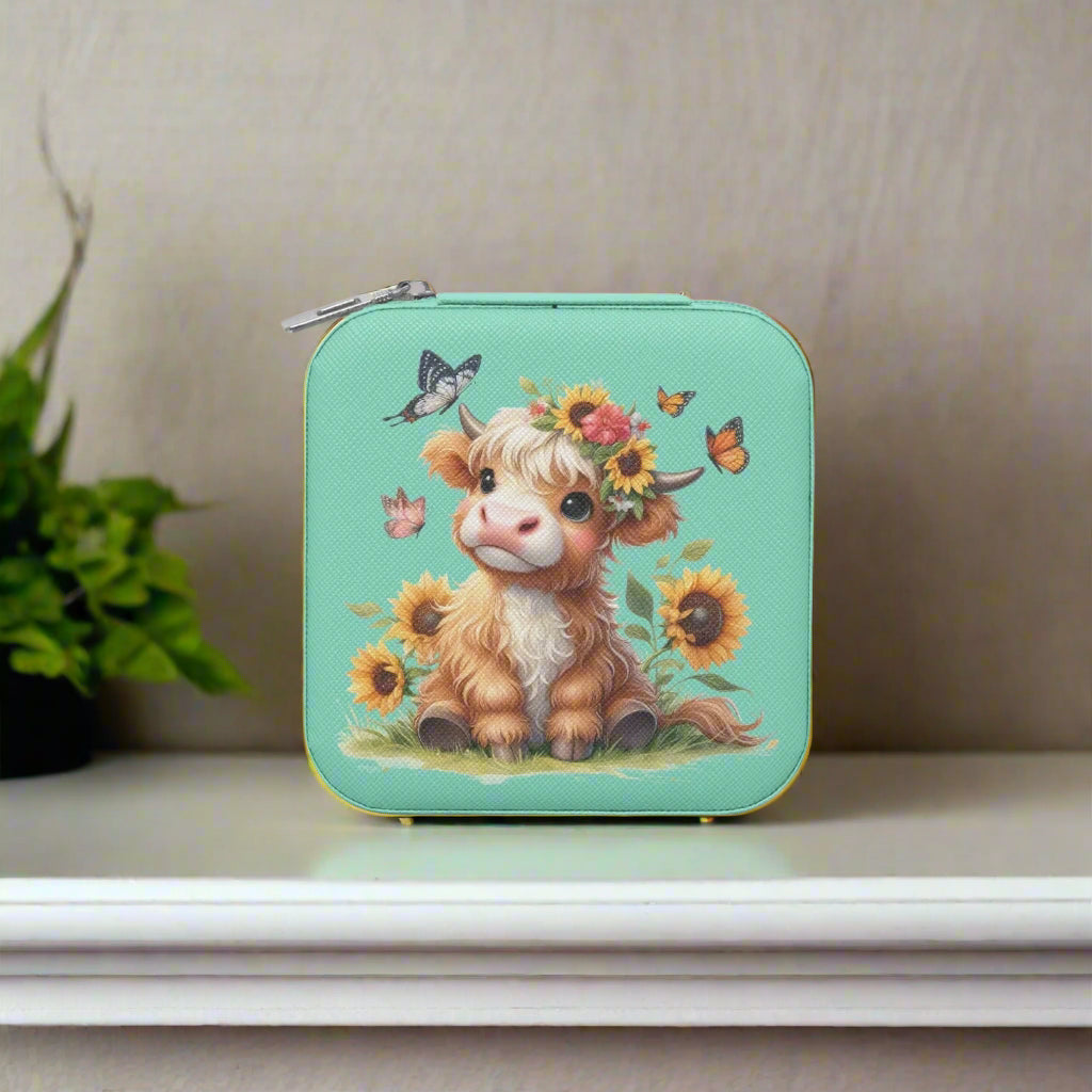 Sunflowers & Cow PU Leather Jewelry Box - Kim’s Signature Beauty & Accessories    