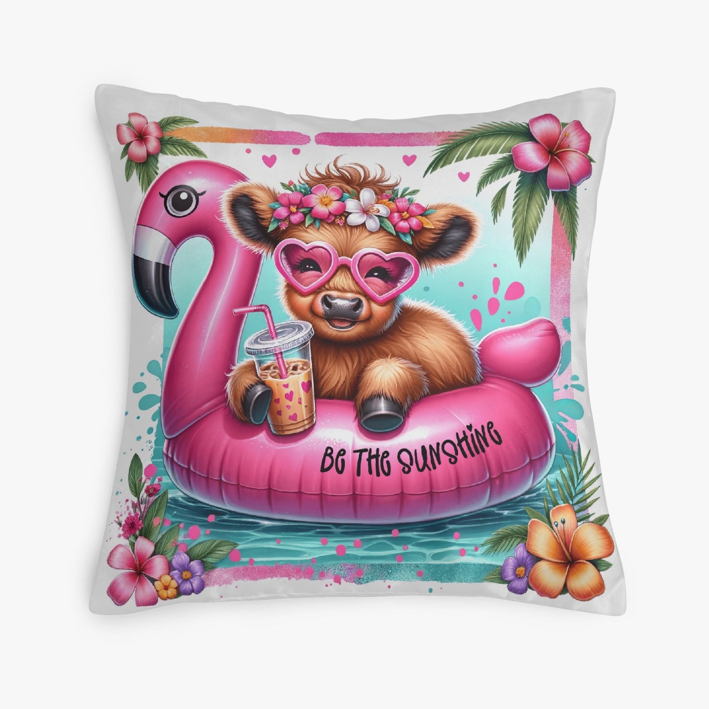 Sunshine Highland Cow Beach Pillow Cover - Kim’s Signature Beauty & Accessories    
