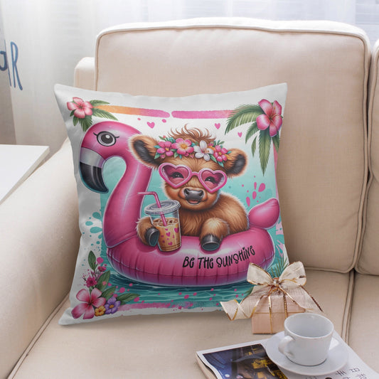 Sunshine Highland Cow Beach Pillow Cover - Kim’s Signature Beauty & Accessories    