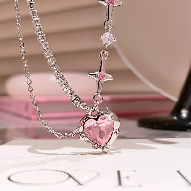Sweet Pink Heart Necklace - Kim’s Signature Beauty & Accessories    