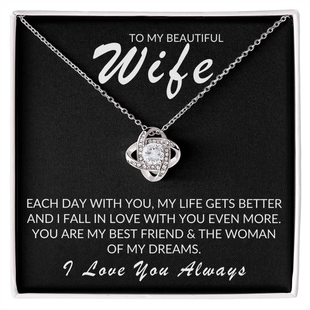 TO MY BEAUTIFUL WIFE LOVE KNOT NECKLACE - Kim’s Signature Beauty & Accessories    