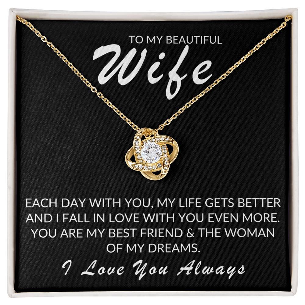 TO MY BEAUTIFUL WIFE LOVE KNOT NECKLACE - Kim’s Signature Beauty & Accessories    