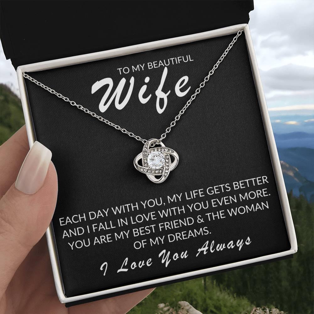 TO MY BEAUTIFUL WIFE LOVE KNOT NECKLACE - Kim’s Signature Beauty & Accessories    