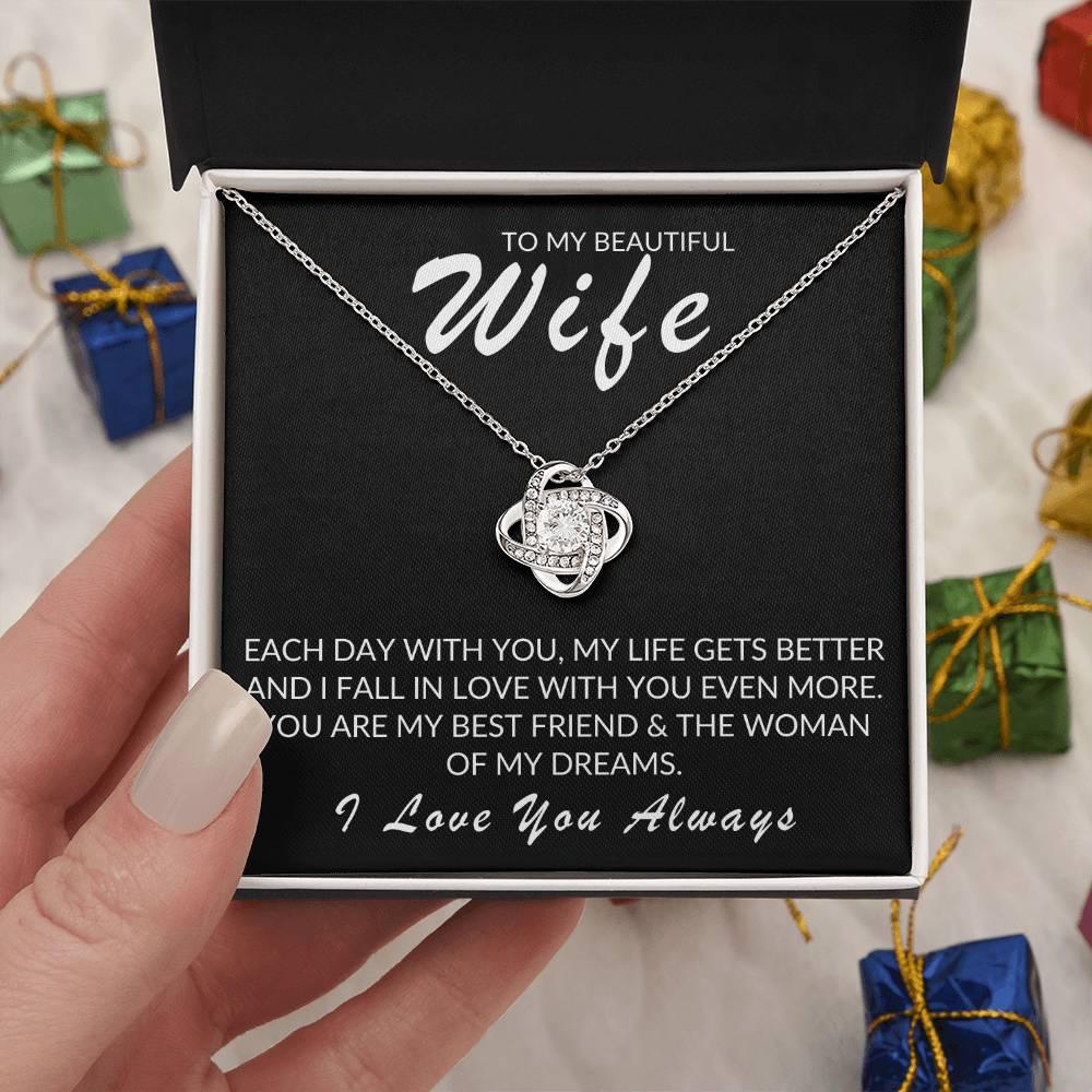 TO MY BEAUTIFUL WIFE LOVE KNOT NECKLACE - Kim’s Signature Beauty & Accessories    