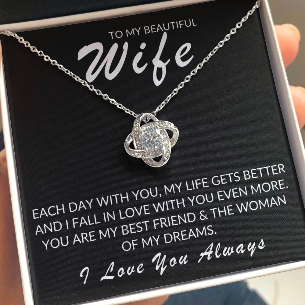 TO MY BEAUTIFUL WIFE LOVE KNOT NECKLACE - Kim’s Signature Beauty & Accessories    