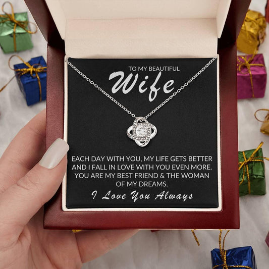 TO MY BEAUTIFUL WIFE LOVE KNOT NECKLACE - Kim’s Signature Beauty & Accessories    